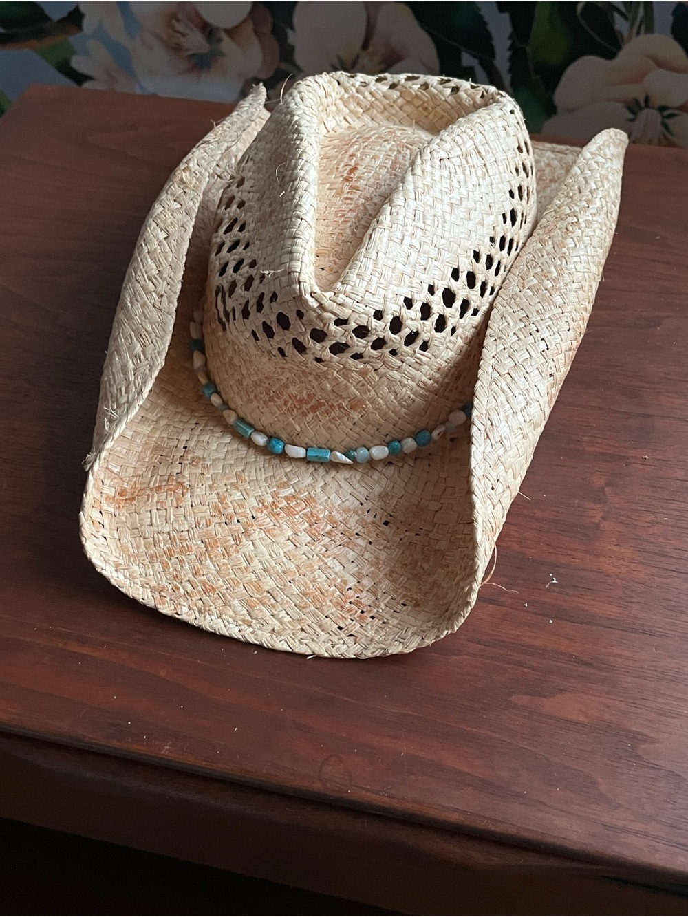 Charlie Horse hat co. Straw Cowgirl Hat with Turquoise Bead Band - Picture 5 of 5